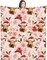 Christmas Highland Cow Throw Blanket 60 x 50 Inches Christmas Highland Cow with Santa Hat Vintage Soft Warm Blanket Western Farm Animal Flannel Blanket for Home Bed Sofa Couch Chair Decoration